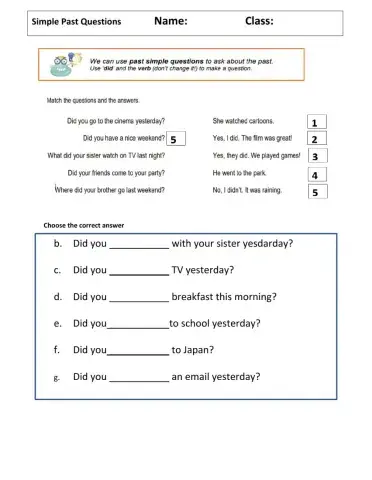 Past simple questions