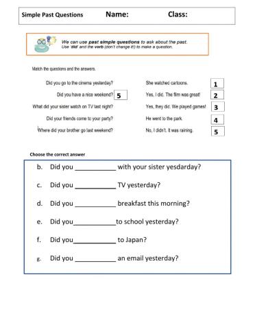 Past simple questions