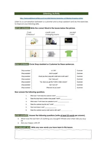 Listening shopping for clothes