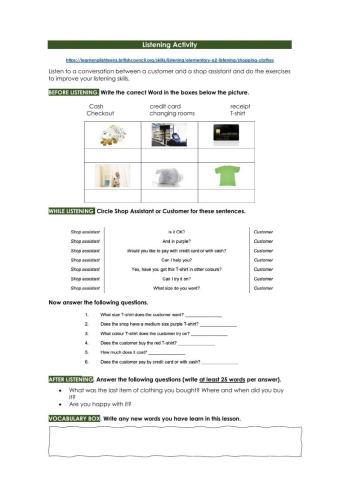 Listening shopping for clothes