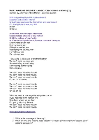 War - no more trouble - playing for change