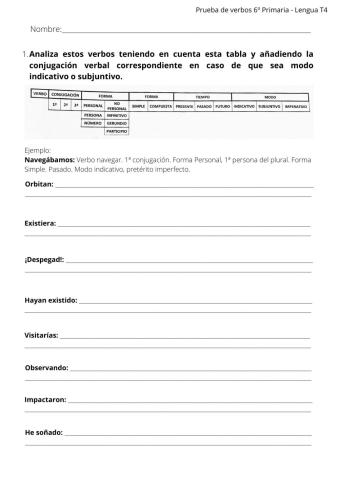 Verbos Sexto 6º Primaria