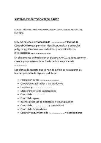 El sistema de APPCC