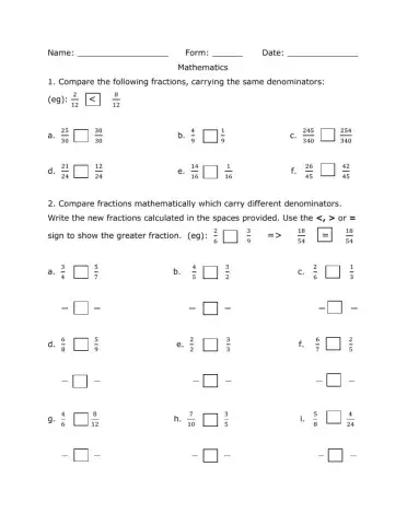 Comparing Fractions
