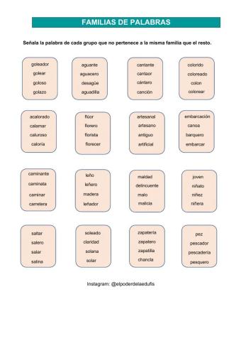 Familias de palabras