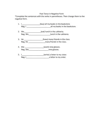 Past tense Negative form