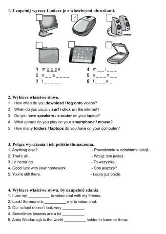 Klasa 5 Unit 4 Vocabulary Test
