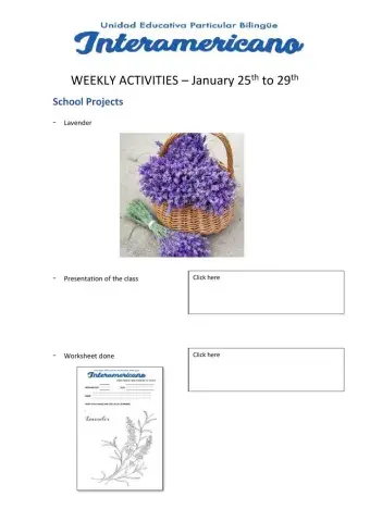 Weekly activities - Preparatory - week 34