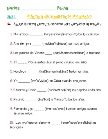 Imperfecto Progresivo