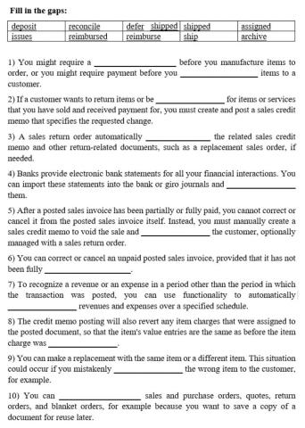 Vocabulary Fill in 1