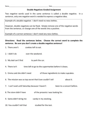 Double Negatives Graded Assignment
