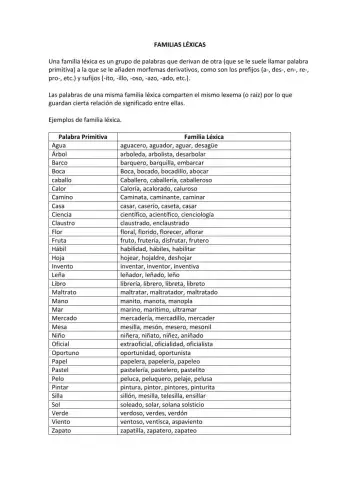 Las familias léxicas