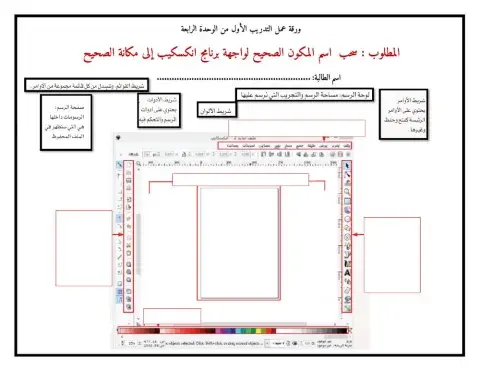 ورقة عمل  مكونات واجهة برنامج  الانكسكيب