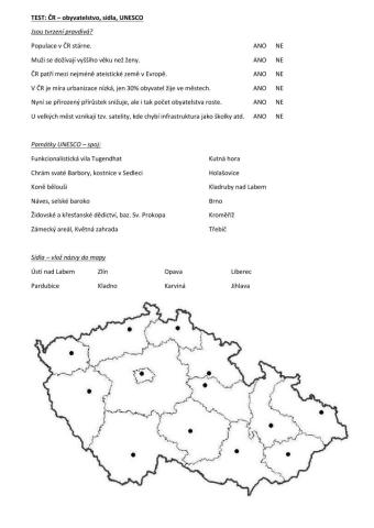 ČR: Obyvatelstvo, sídla, UNESCO