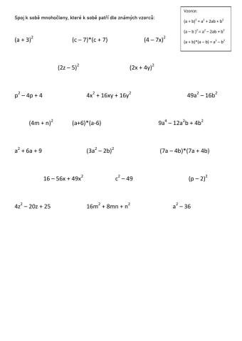 Vzorce rozklad mnohočlenů