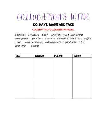 Collocations: do, have, make and do