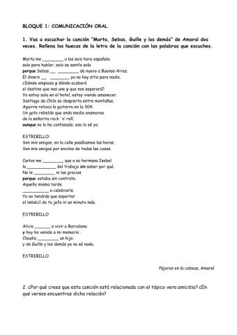 Canción Marta, Sebas, Guille y los demás