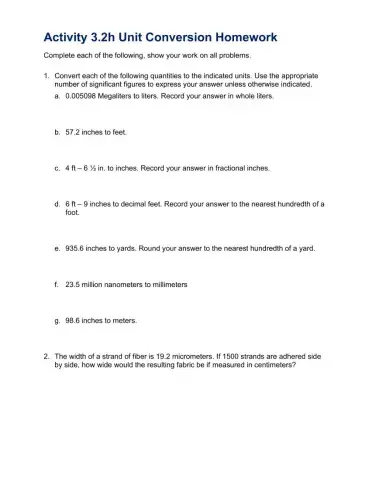 3.2h Unit Conversions HW