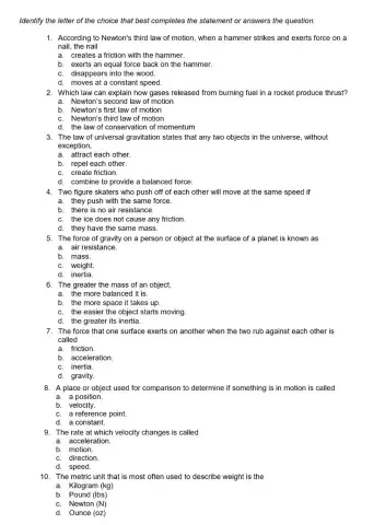 PS-10-Newton's Laws Review pg 1