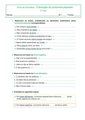 Colocação do pronome pessoal