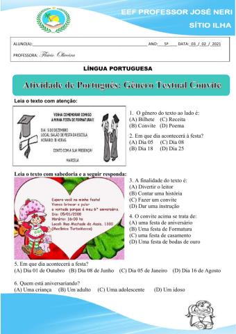 Atividade gênero textual convite 2