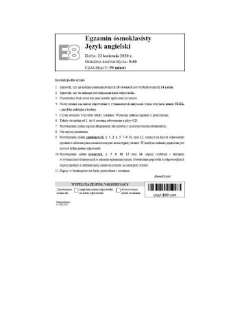 Egzamin Ósmoklasisty CKE probny 23 kwietnia 2020 wersja X - A.Soszka - do ćwiczenia 5