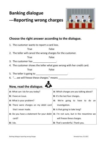 Banking dialogue-reporting wrong charges