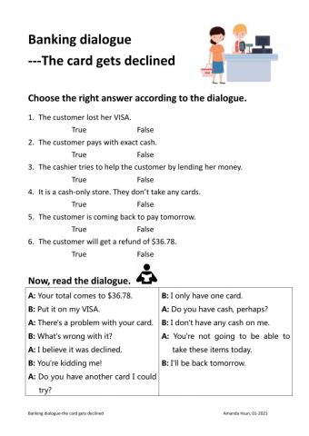 Banking dialogue-the card gets declined