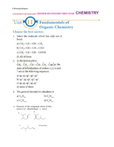 Tnscert - 11th - Chemistry - Fundamentals of organic chemistry
