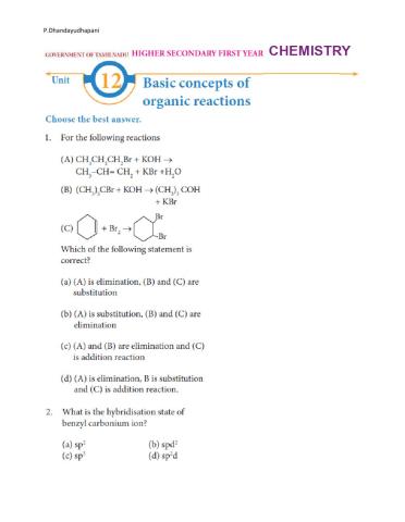 Tnscert - 11th - chemistry - fundamentals of organic reactions