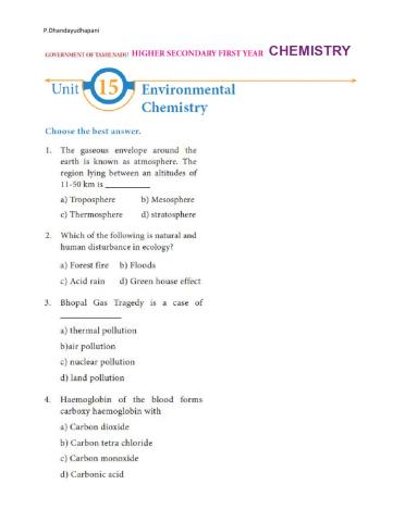 Tnscert - 11th - chemistry - environmental chemistry - em
