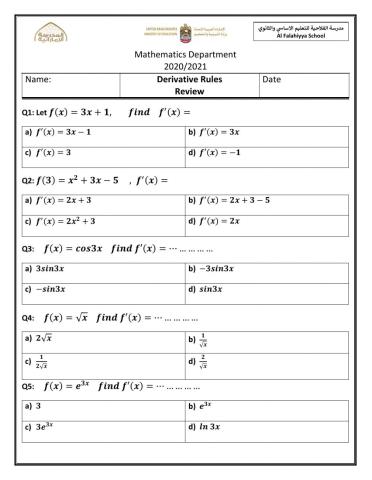 Derivative rules review