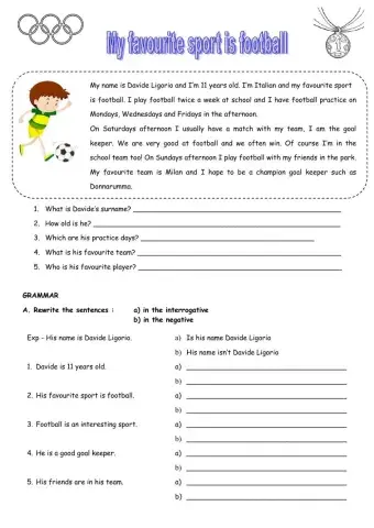 My favourite sport is football