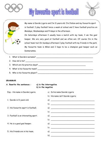 My favourite sport is football