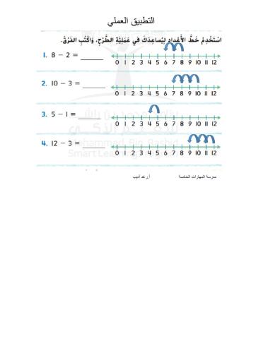 استخجام خط الاعداد للطرح
