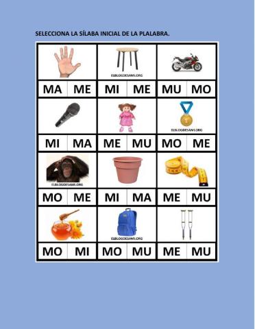 Sílaba inicial M