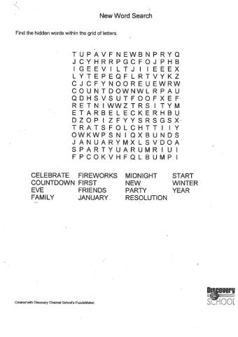New Year Word Search