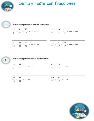Operaciones con fracciones