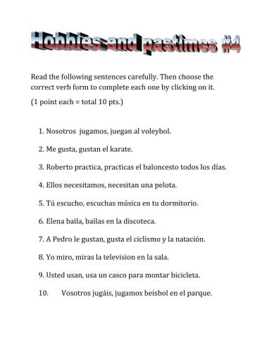 Los pasatiempos y los deportes