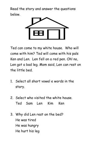 Reading Comprehension Passage Monday 4th