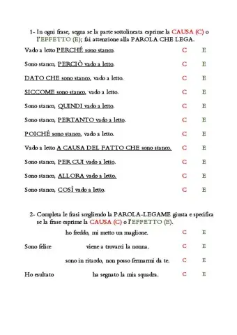 Frasi con causa - effetto