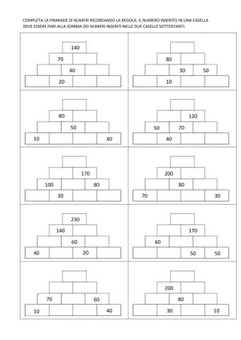 Piramide di numeri - centinaia