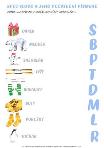 Spoj slovo a první písmeno - zima