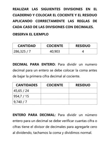 Divisiones con decimal