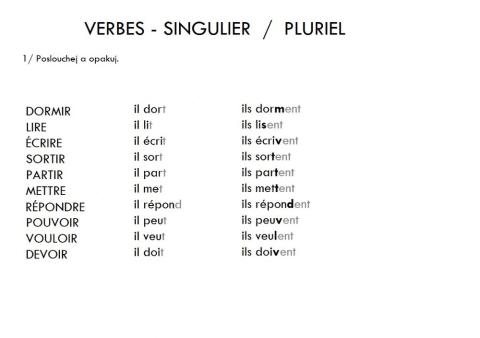 Verbes - singulier, pluriel