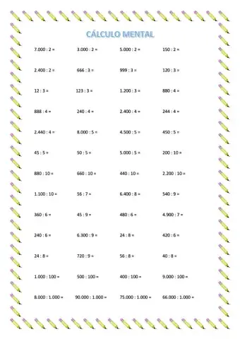 Cálculo mental (división)
