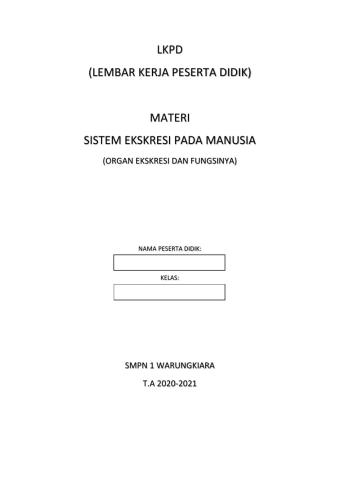 LKPD Sistem Ekskresi pada Manusia