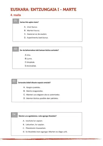 Euskara: entzungaia I - Marte