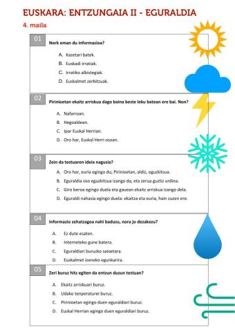 Euskara: entzungaia II - Eguraldia