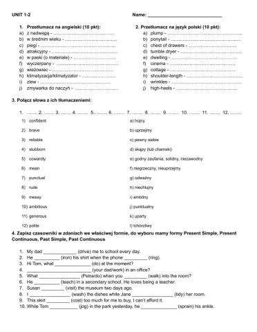 Człowiek i miejsce zamieszkania - test